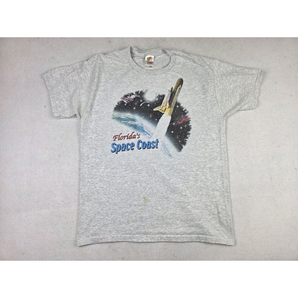 Vintage Floridas Space Coast Spaceship Shuttle Satelite Shirt Mens Size Large